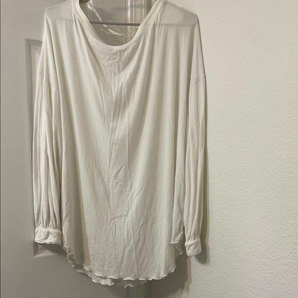 Free People Cream Long Sleeve Top